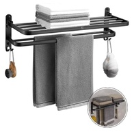 Toalheiro Duplo com Prateleira para Banheiro em Aço Inox Preto Fosco - Design Moderno e Funcional - imagem 3