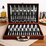 Conjunto 24 Peças Talheres Inox com Maleta Marrom – Elegância e Organização na Mesa - imagem 3