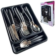 Jogo de Talheres em Aço Inox com Divisória - Kit Completo de Facas, Garfos e Colheres Premium (Preto) - imagem 3