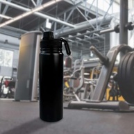 Garrafa Térmica 800ml Premium - Isolamento Quente e Frio com Alça, Aço Inox, Preto - imagem 3