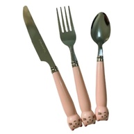 Kit Talheres em Inox 3 Peças com Estojo Portátil Reutilizável - Rosa Gatinho - imagem 5