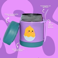 Pote Térmico Infantil 320ml Aço Inox com Garfo Bamboo - Seguro, Atóxico e Versátil - imagem 5