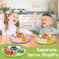 Pratos Infantil Aço Inox com Sucção | 2 Unidades 23cm, Mangas Silicone Antiderrapantes, Design Dividido, Sem BPA - imagem 3