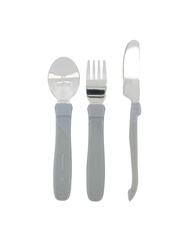 Jogo de Talheres Twistshake Soft Inox 12+M - Cinza Pastel | Seguro, Ergonômico e Livre de BPA - imagem 1