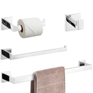 Kit Acessórios Banheiro em Aço Inox 4 Peças - Toalheiro, Suporte Papel Higiênico e Mais - imagem 1
