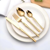 Jogo de Talheres 24 ou 48 Peças em Aço Inox Dourado – Faqueiro Completo com Garfos, Colheres e Facas Premium - imagem 5
