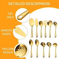 Conjunto de Utensílios de Cozinha Banhados a Ouro - 11 Peças Premium em Aço Inoxidável - imagem 5