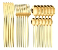 Conjunto de Talheres 24 Peças Dourado Premium - Aço Inoxidável com Design Moderno - imagem 2