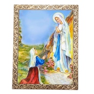 Quadro Decorativo Religioso Nossa Senhora de Lourdes Dourado A4 - Inspiração e Fé no Lar - imagem 1