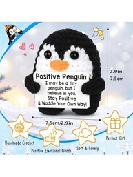 Mini Estatueta de Pinguim de Crochê com Suporte Emocional - Presente Inspirador We're Soulmates Forever - imagem 3