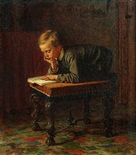 Pintura em Tela 'Leitura Menino Ajoelhado' - Arte Inspiradora em Canvas 55x65cm - imagem 2