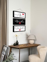 Kit 3 Quadros Decorativos com Frases Inspiradoras em Português | Molduras Pretas e Cordas - imagem 4