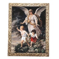 Quadro Decorativo Religioso Anjo da Guarda FR111 - Dourado A3 | Inspire-se com Fé e Esperança - imagem 1