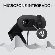 Webcam Full HD Logitech Brio 100 com Microfone Integrado, Proteção de Privacidade, Correção Automática de Luz e Conexão USB-A - Grafite - imagem 5