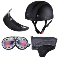 Capacete Coquinho Aberto Estilo Retrô com Óculos Integrado para Motos - imagem 1