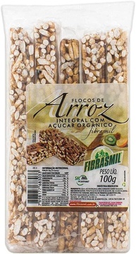 FLOCOS DE ARROZ INTEGRAL COM AÇÚCAR ORGÂNICO FIBRASMIL 100G - imagem 1