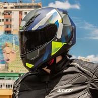 Capacete X11 Trust Pro Transit Integral Azul/Amarelo - Viseira Extra Inclusa - imagem 4