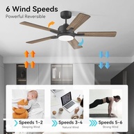 Ventilador de Teto Inteligente 52" com Controle por Voz, Luz LED Regulável e Conexão Alexa | Moderno e Silencioso - imagem 5