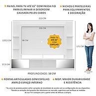 Rack TV 65” Oslo Branco: Espelho + Espaço Inteligente - imagem 2