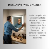 Espelho Quadrado Jateado LED com Touch 50x50cm - Iluminação Inteligente e Design Moderno - imagem 4