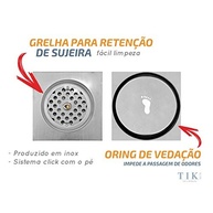 Ralo Inteligente Click 15x15 cm Inox – Acabamento Premium com Vedação Antiodor - imagem 3