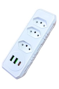 Extensão Elétrica Premium: 3 Tomadas Universais + 3 USB (A+C) Bivolt Inteligente - imagem 2