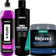 Kit Completo V-Floc: Pneu Pretinho, Rejuvex e Shampoo para Brilho Intenso e Proteção Automotiva - imagem 1