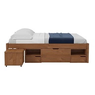 Cama Queen Multifuncional em Madeira Maciça com 6 Gavetas Charme - Charme Inter Link Amêndoa - imagem 4