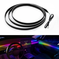 Fita de LED Dreamcolor 109cm para Interior de Carro com Controle por App - Iluminação Ambiente Moderna - imagem 1