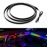 Fita de LED Dreamcolor 109cm para Interior de Carro com Controle por App - Iluminação Ambiente Moderna - imagem 2