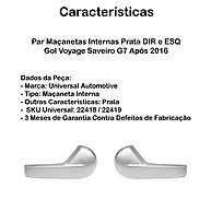 Maçanetas Gol G7: Par Prata (Dir/Esq) – Upgrade Interno! - imagem 2