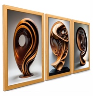 Quadro Decorativo Escultura em Madeira Abstrata - Design Intricado 4K, 3 Peças 90x50cm - imagem 1
