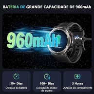 IOWODO Smartwatch Militar Masculino: Chamadas, Tela HD 1.45", 100+ Esportes, IP68 e Bateria 30 Dias - imagem 3