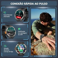 Smartwatch Militar Redondo 1.45" - Bateria 30 Dias, Lanterna, Bússola, 120 Esportes, IP68, Chamadas Bluetooth - imagem 5