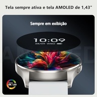 Smartwatch Redondo AMOLED 1.43" com Chamadas Bluetooth | 130+ Modos Esportivos | IP68 | Android/iOS - imagem 3