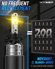 Lâmpadas de Neblina LED NOVSIGHT H11: Visibilidade Amarela 3000K e Segurança IP68 (Par) - imagem 5