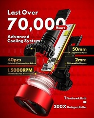 Firehawk Lâmpadas H1 40000LM: Ilumine Sua Noite com Branco Puro 6000K e Tecnologia Plug & Play IP68 - imagem 5