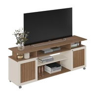 Rack para TV Ipanema até 75" com 2 Portas e Rodízios - Cinamomo/Off White - imagem 4