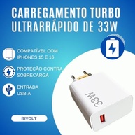 Carregador Turbo 33W Tipo C com Cabo USB-C 1m - Carga Rápida para iPhone 15/16 Pro Max Plus - imagem 4
