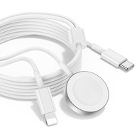 Cabo Carregador Magnético 2 em 1: Smartwatch + iPhone (Tipo-C e Lightning) - Carregue Tudo de Uma Vez! - imagem 1