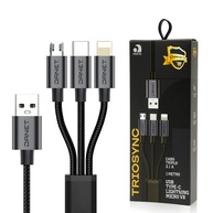 Cabo TrioSync Danet® 3 em 1: iPhone, Type-C e Micro USB - Carregamento Rápido 3.1A em Nylon Resistente - imagem 1