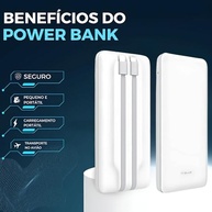 Power Bank 10000mAh Turbo 20W: Carregador Portátil com Cabos Embutidos Tipo C e iPhone - imagem 5