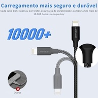 Cabo TrioSync Danet® 3 em 1: iPhone, Type-C e Micro USB - Carregamento Rápido 3.1A em Nylon Resistente - imagem 3
