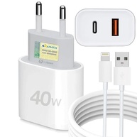 Kit Carregador Turbo 40W com Cabo USB-C PD + USB-A QC3: Carga Ultra Rápida para iPhone Premium - imagem 2