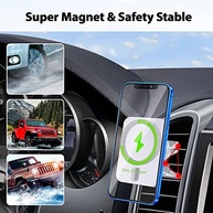 Carregador Magnético Sem Fio para iPhone 14/13/12: Carga Rápida e Visão 360° no Carro - imagem 4