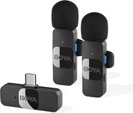 BOYA Microfone de lapela sem fio BY-V20 para Iphone 15 e ANDROID USB C Smartphone Tablet Mini microfone para celular Microfone clip-on para gravação vídeo Podcast YouTube Live Streaming - imagem 1
