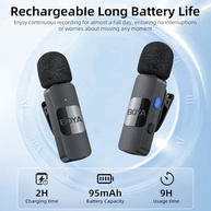 BOYA Microfone de lapela sem fio BY-V20 para Iphone 15 e ANDROID USB C Smartphone Tablet Mini microfone para celular Microfone clip-on para gravação vídeo Podcast YouTube Live Streaming - imagem 3