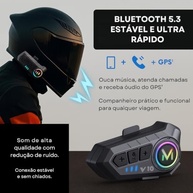 Fone de Ouvido Bluetooth Y10 para Capacete de Moto: Conexão 5.3, IPX6, Microfone HQ e Bateria Duradoura - imagem 3