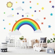 Adesivo de Parede Infantil Estrelas Arco-Íris - Decoração Divertida e Impermeável para Quartos de Crianças - imagem 1