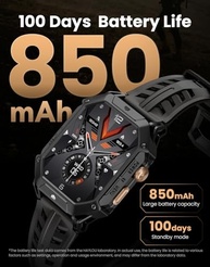 HAYLOU IRON N1 Relógio Inteligente Militar para Homens,Bateria com Duração de 100 Dias (850 mAh),Tela AMOLED HD de 2,01"，Bluetooth Telefone Chamada Smartwatch，5ATM à Prova d'água,Assistente de Voz,100+ Modo Esportivo - imagem 5